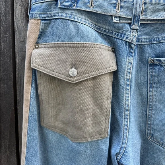 We The Free Relaxed Blue and Tan Jeans - Picture 5 of 9